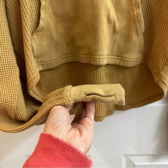 Offline By Aerie Waffle Knit Hoodie Mustard Yellow Size XSmall - Picture 6 of 9
